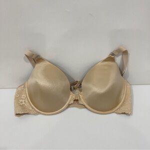 Maidenform Size 38C One Fab Fit Full Coverage Lace Racerback Bra Tan Front-Close
